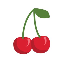 Cute cherry png cartoon flat style fruit vector