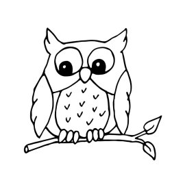 Cute owl outline png vector owl sitting on a branch