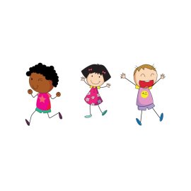 Cute stickman png colorful children boy and girl vector