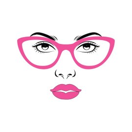 Face portrait eyes and lips pink glasses pink lipstick
