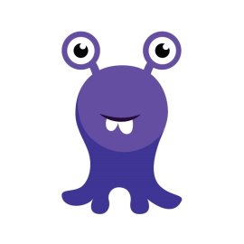 Funny octopus png purple cartoon monster vector