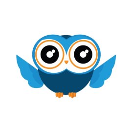Owl png blue color big eyes cartoon vector