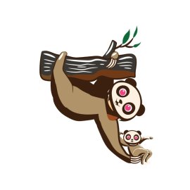 Vector brown cute panda mother with baby panda png