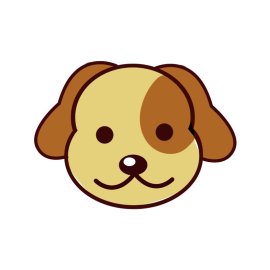 Vector cute dog happy face brown color png