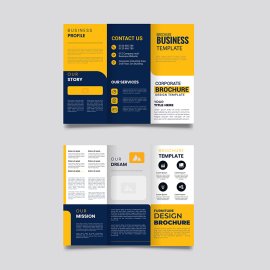 Yellow mustard trifold brochure leaflet design