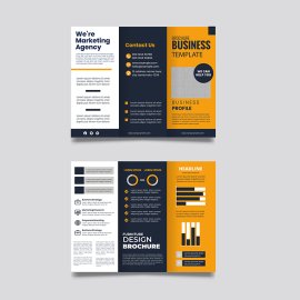Abstract trifold brochure leaflet template with photo