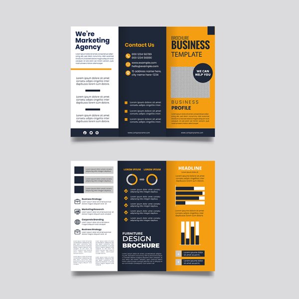 Abstract trifold brochure leaflet template with photo - freepng