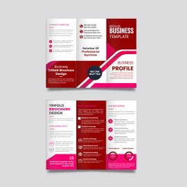 Free vector red business trifold in abstract style
