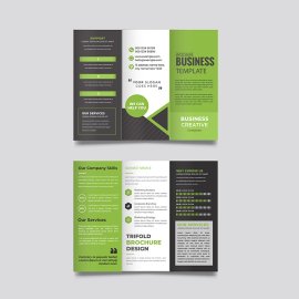 Free vector abstract corporate trifold brochure of green circles