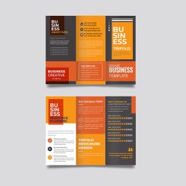 Free vector orange trifold business brochure template