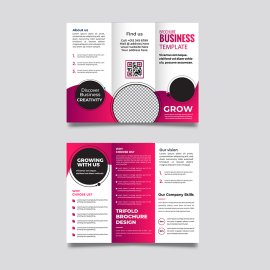 Wine abstract trifold brochure with photo