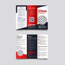 Modern trifold business brochure template for advertising with creative shape