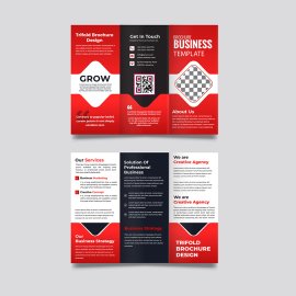 Red black photo trifold brochure leaflet