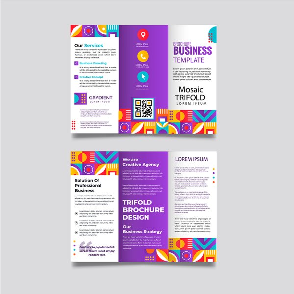 Vector Gradient Mosaic Trifold Brochure Template - Freepng