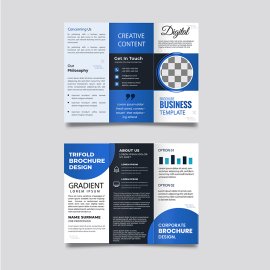 Free vector blue business trifold brochure template