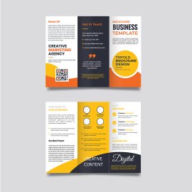 Free vector yellow trifold business brochure