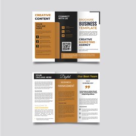 Brown trifold business brochure