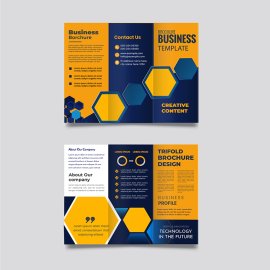 Trifold brochure template yellow blue