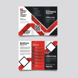 Free vector red black trifold business brochure template