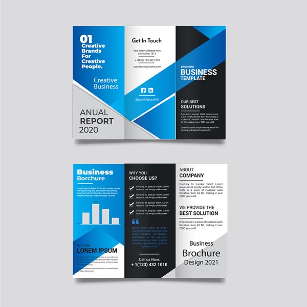 Free vector gradient abstract trifold brochure template - freepng