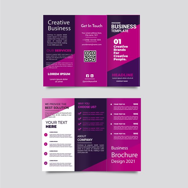 Free Vector Purple Flat Abstract Trifold Brochure - Freepng