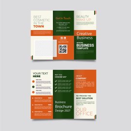 Green trifold simple brochure vector