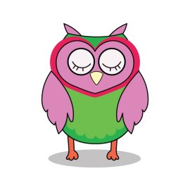 Colorful owl png cartoon owl bird png vector