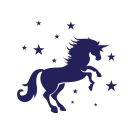 Unicorn png blue unicorn silhouette with the stars vector
