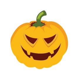 Halloween Pumpkin PNG Flat Evil Face Scary Pumpkin