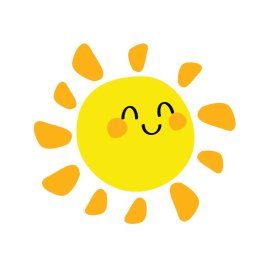 Happy Sun PNG Cartoon Flat Sun Yellow Vector
