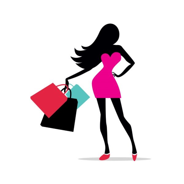 Fashion Lady PNG Beautiful Women Silhouette Holding Shopping Bags ...