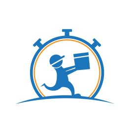 Fast Delivery Icon PNG Blue Color Courier Boy Stop Watch Icon Vector