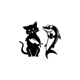 Cat Silhouette PNG Shark Mascot Illustration Vector
