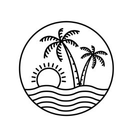 Dawn Till Dusk PNG Beach Scenery Outline Design Vector