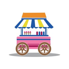 Ice Cream Cart PNG Colorful Bright Ice Cream Shop Vector
