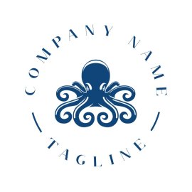 Octopus Silhouette PNG Blue Sea Animal Seafood Vector