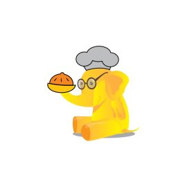 3d Elephant PNG Yellow Chef Elephant Making Buns Vector