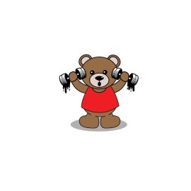 Bear Lifting Barbell PNG Teddybear Cartoon Fitness Gym
