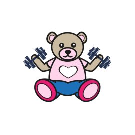 Teddy Bear Lifting Barbell PNG Cartoon Teddy Bear Toy Fitness Gym Mascot