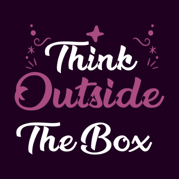 Think Outside The Box Purple Vector Typography - freepng