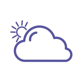 Cloud And Sun Outline PNG Blue Color Sky Vector