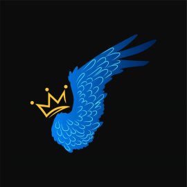 Golden Crown PNG Blue Bird Wings Vector
