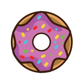 Donut PNG Cartoon Purple Toppings Colorful Sprinkles Vector