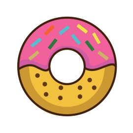 Donut PNG Cartoon Sweet Dessert With Sprinkles Vector