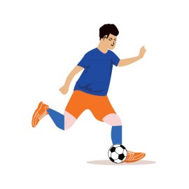 Football Player PNG Orange Blue Uniform Vector