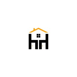 Free Black And Orange PNG Vector Home With H Letter Flat Icon