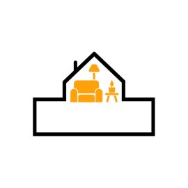 Free Orange And Black Interior PNG Vector Sofa And Home Flat Icon Design With Lamp