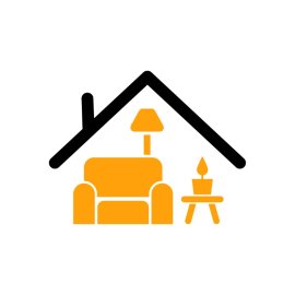 Free Orange And Black PNG Vector Sofa And Home Flat Icon Design