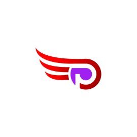 Free PNG Red And Purple Gradient Vector Abstract Letter P With Wings Flat Icon Design