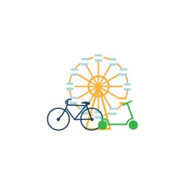 Free Vector Ferris Wheel And Cycle Flat Icon Illustration
